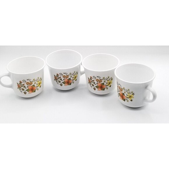 1970s Corelle Corning Indian Summer Coffee Mug Cup Floral Set of 4 - Picture 4 of 9